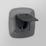 Лицевая панель розетки с З/К с крышкой и шторками, герметичная IP44, Графит Мягкое касание, OMEGA Quant Ambrella Volt OP9080