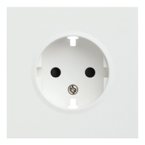 Лицевая панель розетки с З/К, Белый сатин, Rikett 35632 MW