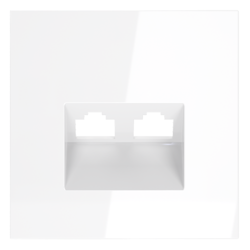 Лицевая панель для розетки компьютерной 2-ой RJ45+RJ45 Cat.6, Белый матовый, S70 Voltum VLS001402