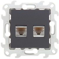 Розетка компьютерная 2-я RJ45 Cat. 5e, Графит, Simon 24 2450593-038