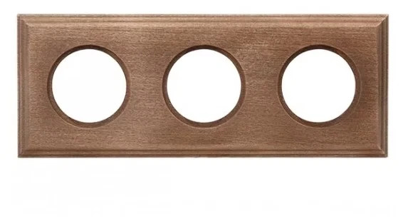 Рамка 3 местная деревянная на бревно D280 (внутренний монт.), прямоугольник, Винтаж,, Шедель Bironi BF4C28-630-18