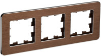 Рамка 3 местная, металл, Коричневый RE AL, Brite IEK BR-M32-M-21-K30