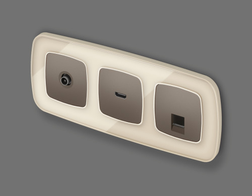 Лицевая панель розетки комп. с шторками RJ45 Cat. 6, Темная бронза матовый, OMEGA Quant Ambrella Volt OP6420