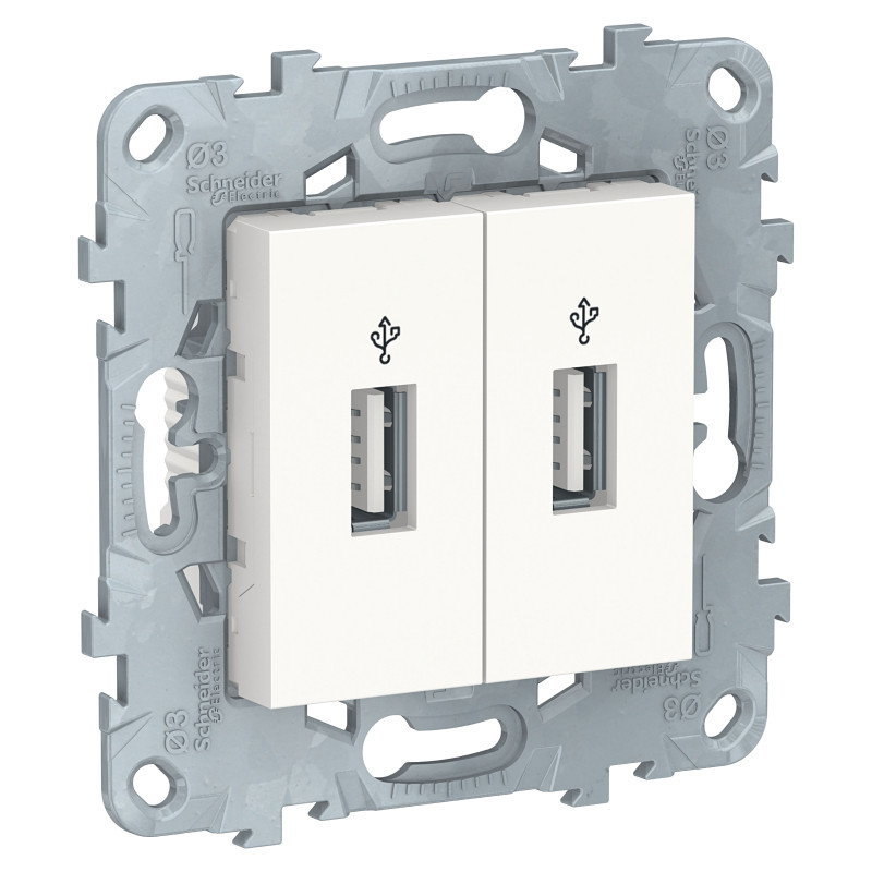 Розетка USB для зарядки 2-ая, Белый, Unica New Schneider NU542718 Розетка USB для зарядки 2-ая, Белый, Unica New Schneider NU542718
