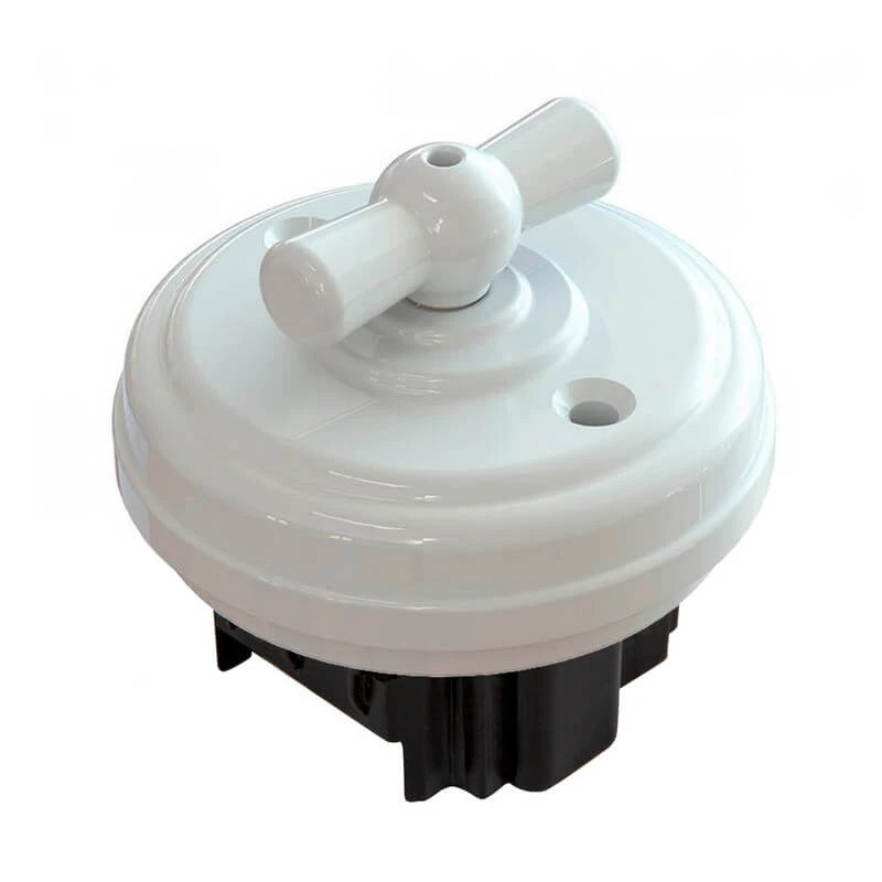 Выключатель фарфоровый 1 кл. перекрестный (2 положения), Белый, ТМ МезонинЪ GE70402-01k