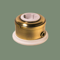 Ретро розетка латунь с З/К и шторками, светлая латунь, ДИП-200 Romatti D211-8