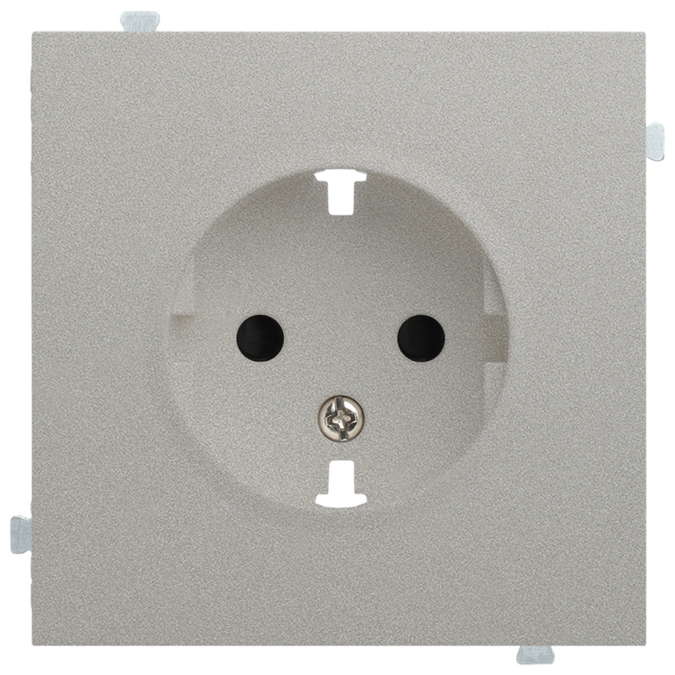 Лицевая панель розетки с З/К, Платина, Rikett 35632 PL