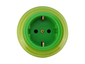 Ретро розетка проходная с 3/К, керамика, Фисташковый Рistacchio, золотистая фурнитура, Leanza РПФЗ