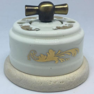 Выключатель керамика 2 кл. (4 положения), подложка береза, золото, ЦИОН В2М-З