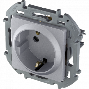 Розетка с З/К со шторками, алюминий, INSPIRIA Legrand 673732