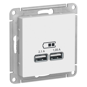 Розетка USB для зарядки, Белая, AtlasDesign  SE ATN000133