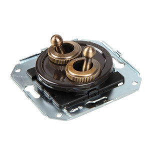 Выключатель тумблерный 2 кл. проходной (внутренний монт.), Коричневый, Salvador CL51BR