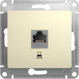 Розетка компьютерная RJ45 Cat. 5e, Бежевый, Glossa SE GSL000281K