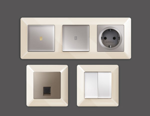 Рамка 4 местная пластик, Бежевый глянец, ALFA Line Ambrella Volt AF110304