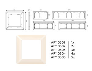 Рамка 4 местная пластик, Бежевый глянец, ALFA Line Ambrella Volt AF110304