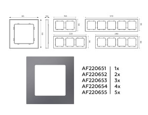 Рамка 4 местная пластик, Антрацит серый, ALFA Techno Ambrella Volt AF220654