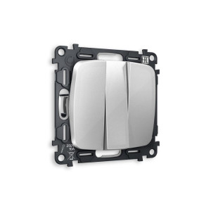 Выключатель 3 кл., Серебро глянец, OMEGA Quant Ambrella Volt MO405010