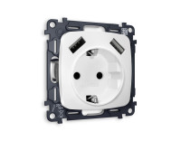 Розетка с З/К и USB зарядкой А+А с шторками, Белый матовый, OMEGA Quant Ambrella Volt MO129010