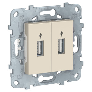 Розетка USB для зарядки 2-ая, Бежевый, Unica New Schneider NU542744