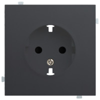 Лицевая панель розетки с З/К, Черный сатин, Rikett 35632 MB