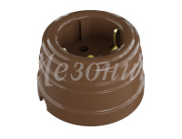 Ретро розетка пластиковая с З/K, Какао, ТМ МезонинЪ Усадьба GE30301-70