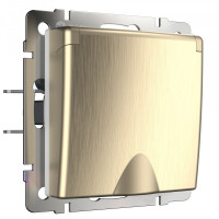 Розетка с З/К с крышкой, герметичная IP44, Шампань рифленый, Werkel W1171210
