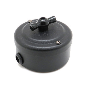 Выключатель поворотный 1 кл. проходной (2 положения), металл, Чёрный муар, Petrucci 306MR