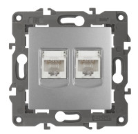 Розетка 2-я компьютерная RJ45 Cat. 5e, Алюминий, Эра Elegance 14-3108-03