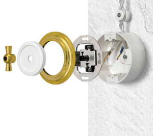 Выключатель тумблерный 2 кл. проходной, Белый, Vintage LK Studio 882404-1