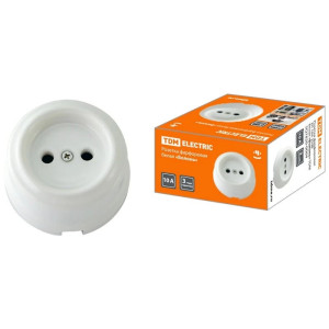 Ретро розетка керамика без 3/К, Белый, Болонь TDM ELECTRIC SQ1820-0004