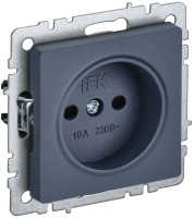 Розетка без З/К со шторками, Маренго, Brite IEK BR-R13-10-K35