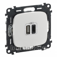 Розетка USB для зарядки A+C, белое, Valena Allure Legrand 754965