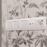 Лицевая панель розетки с З/К и USB зарядкой А+А с шторками, Жемчуг, ALFA Quant Ambrella Volt AP2090