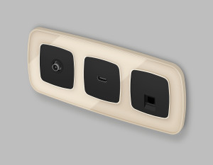 Лицевая панель розетки комп. с шторками RJ45 Cat. 6, Черный матовый, OMEGA Quant Ambrella Volt OP8120