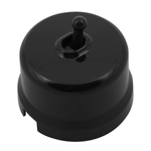 Выключатель пластиковый тумблерный 1 кл., черный, Bironi B1-230-23