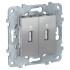 Розетка USB для зарядки 2-ая, Алюминий, Unica New Schneider NU542730