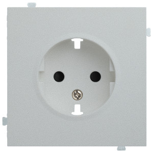 Лицевая панель розетки с З/К, Серебро, Rikett 35632 SV