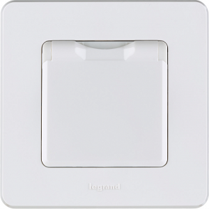 Розетка с З/К с крышкой, герметичная IP44, белый, INSPIRIA Legrand 673740