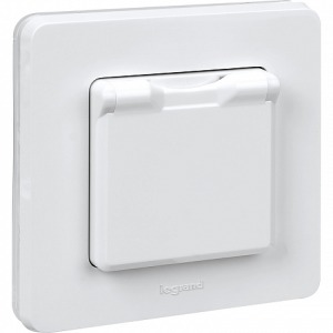 Розетка с З/К с крышкой, герметичная IP44, белый, INSPIRIA Legrand 673740