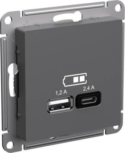 Розетка USB для зарядки A+C,  Базальт, AtlasDesign SE ATN001439