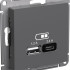 Розетка USB для зарядки A+C,  Базальт, AtlasDesign SE ATN001439