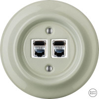 Розетка комп. фарфоровая RJ45 cat.6е, серо-зеленый глянцевый, Katy Paty CHGsCat6e 