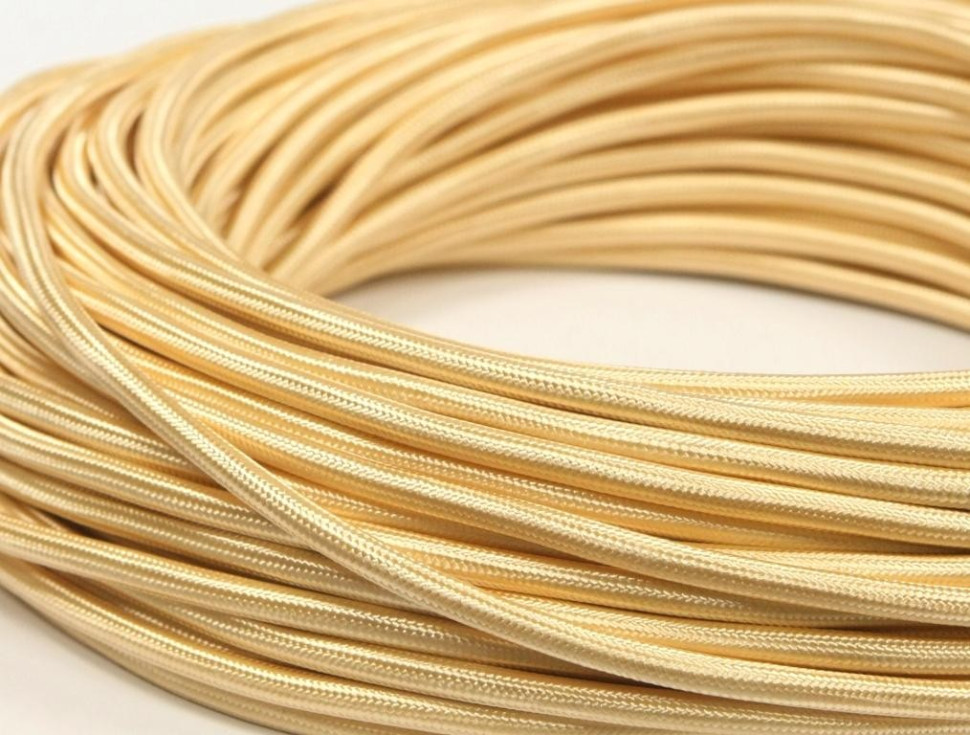 Ретро кабель круглый 2x1,5 Золотой шёлк, Interior Wire ПДК2150-ЗЛШ (1 метр)