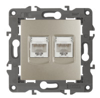Розетка 2-я компьютерная RJ45 Cat. 5e, Шампань, Эра Elegance 14-3108-04