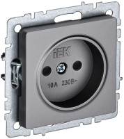 Розетка без З/К со шторками, Сталь, Brite IEK BR-R13-10-K46