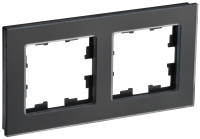 Рамка 2 местная, стекло, Черный матовый, Brite IEK BR-M22-G-31-K02