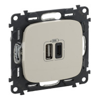 Розетка USB для зарядки A+C, слоновая кость, Valena Allure Legrand 754966