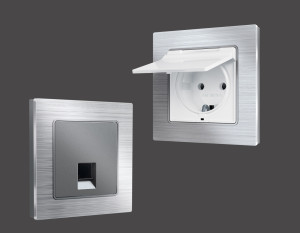 Рамка 4 местная металл шлифованный, Серебро, ALFA Platos Ambrella Volt AF550104