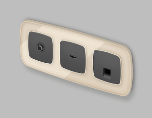 Лицевая панель розетки комп. с шторками RJ45 Cat. 6, Графит Мягкое касание, OMEGA Quant Ambrella Volt OP9120