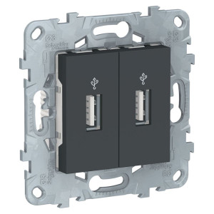 Розетка USB для зарядки 2-ая, Антрацит, Unica New Schneider NU542754 Розетка USB для зарядки 2-ая, Антрацит, Unica New Schneider NU542754